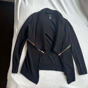 INC International Concepts Black Ribbed Cardigan